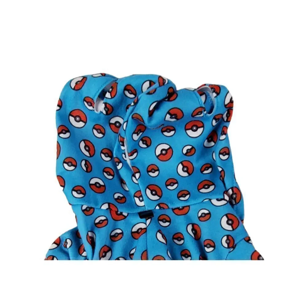 Build A Bear Pokemon Eevee Pokeball Hooded Sleeper Outfit Blue Pajamas Clothes